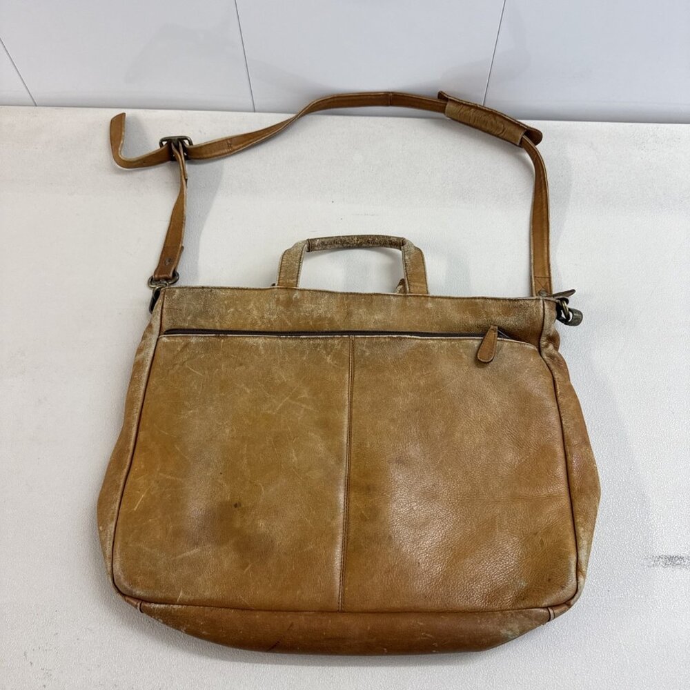 LATICO camel brown leather briefcase‎ laptop messenger bag vintage
